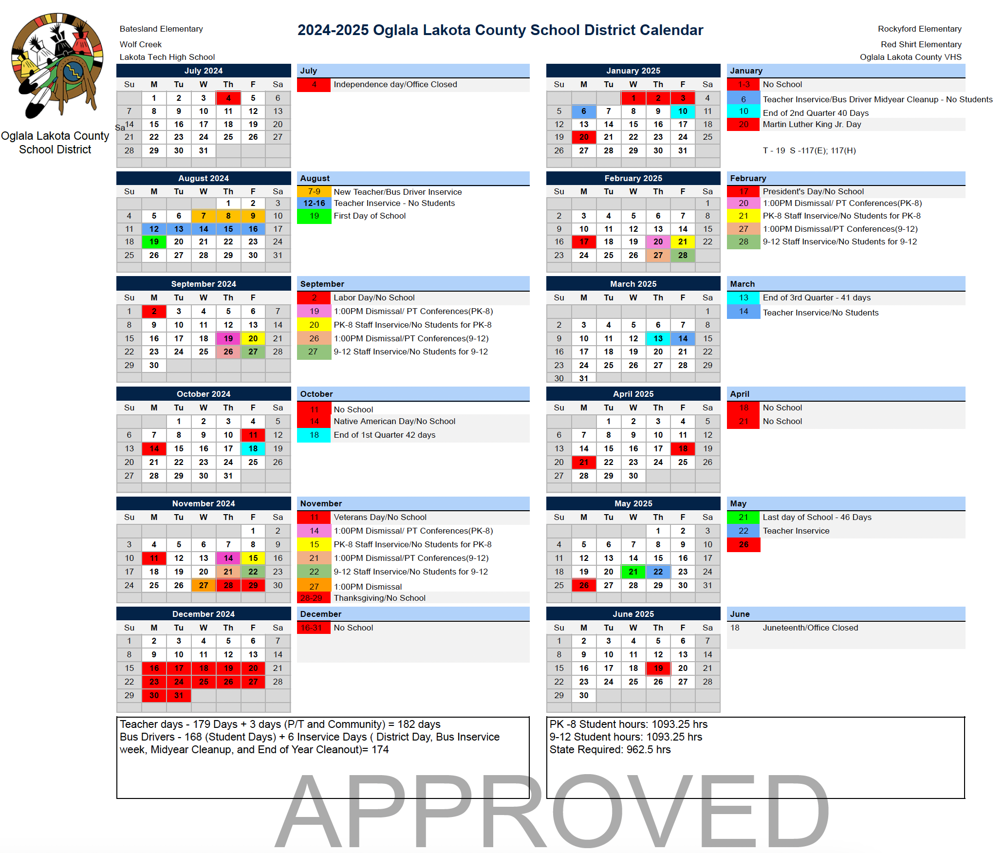 OLCSD 24-25 School Calendar