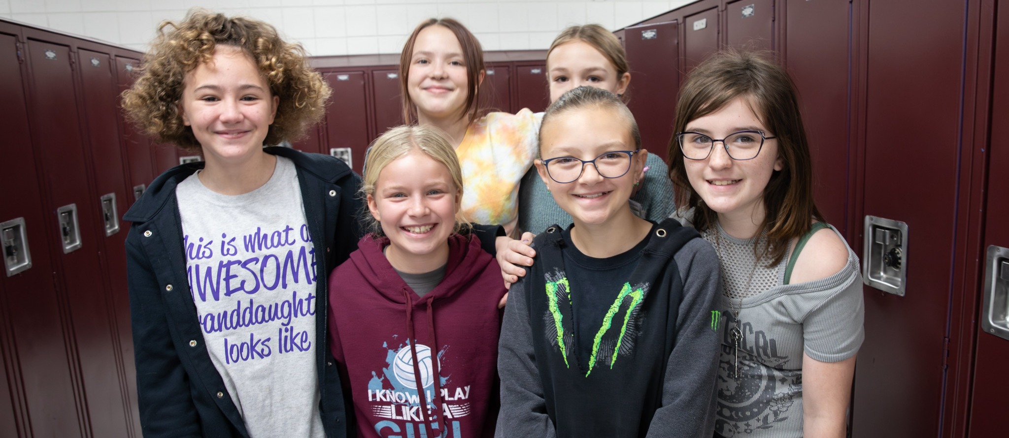 Students by lockers