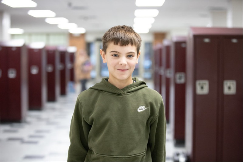 Student by lockers