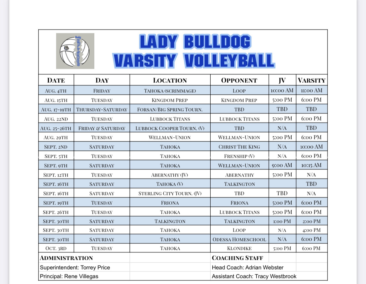 VOLLEYBALL Tahoka ISD