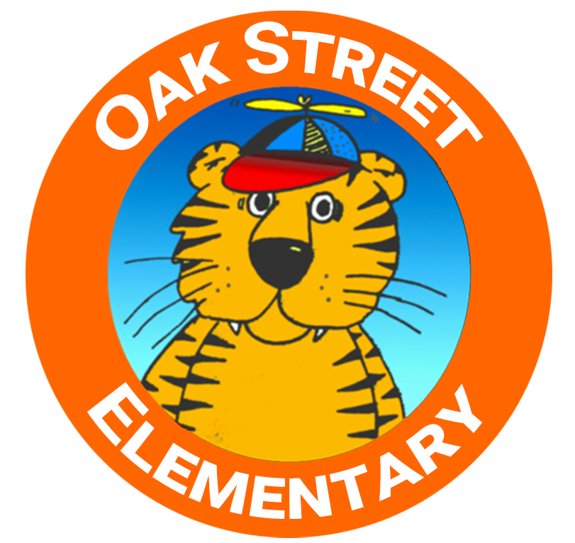 Oak Street Elementary Stripes the Tiger logo