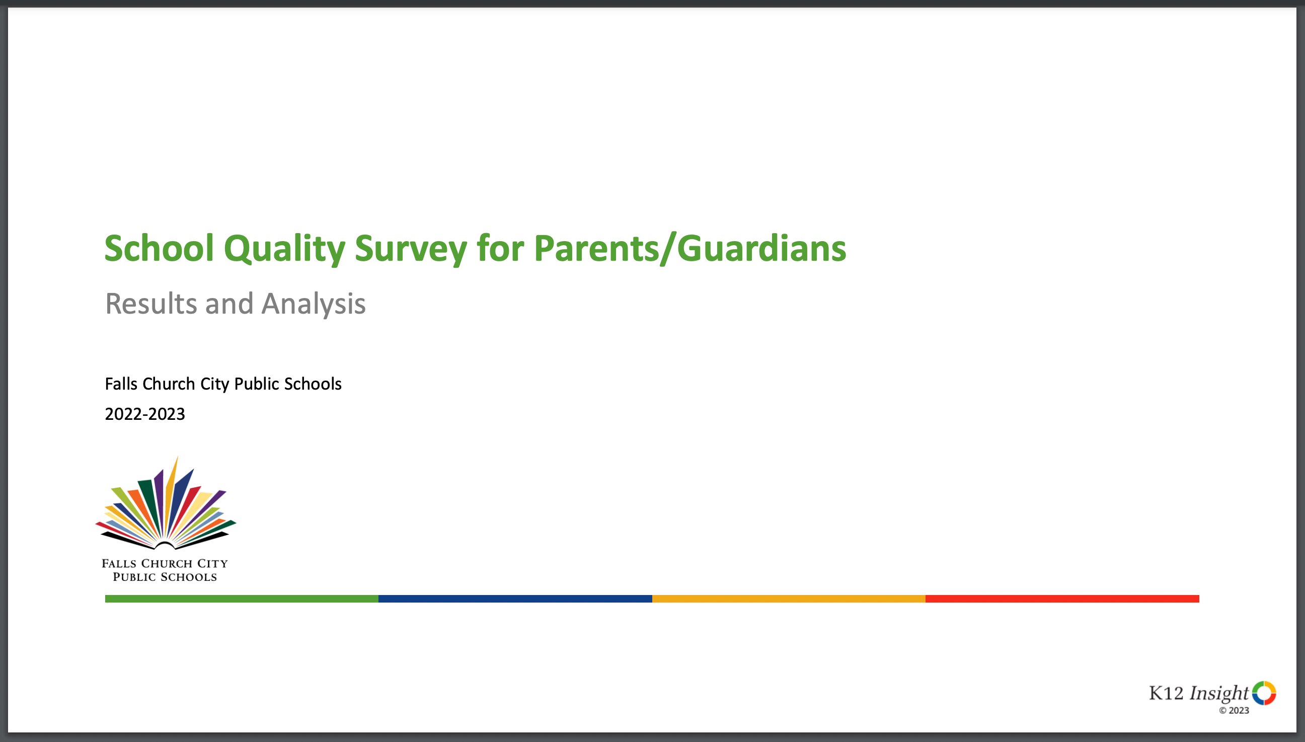 Parent Survey results Coversheet