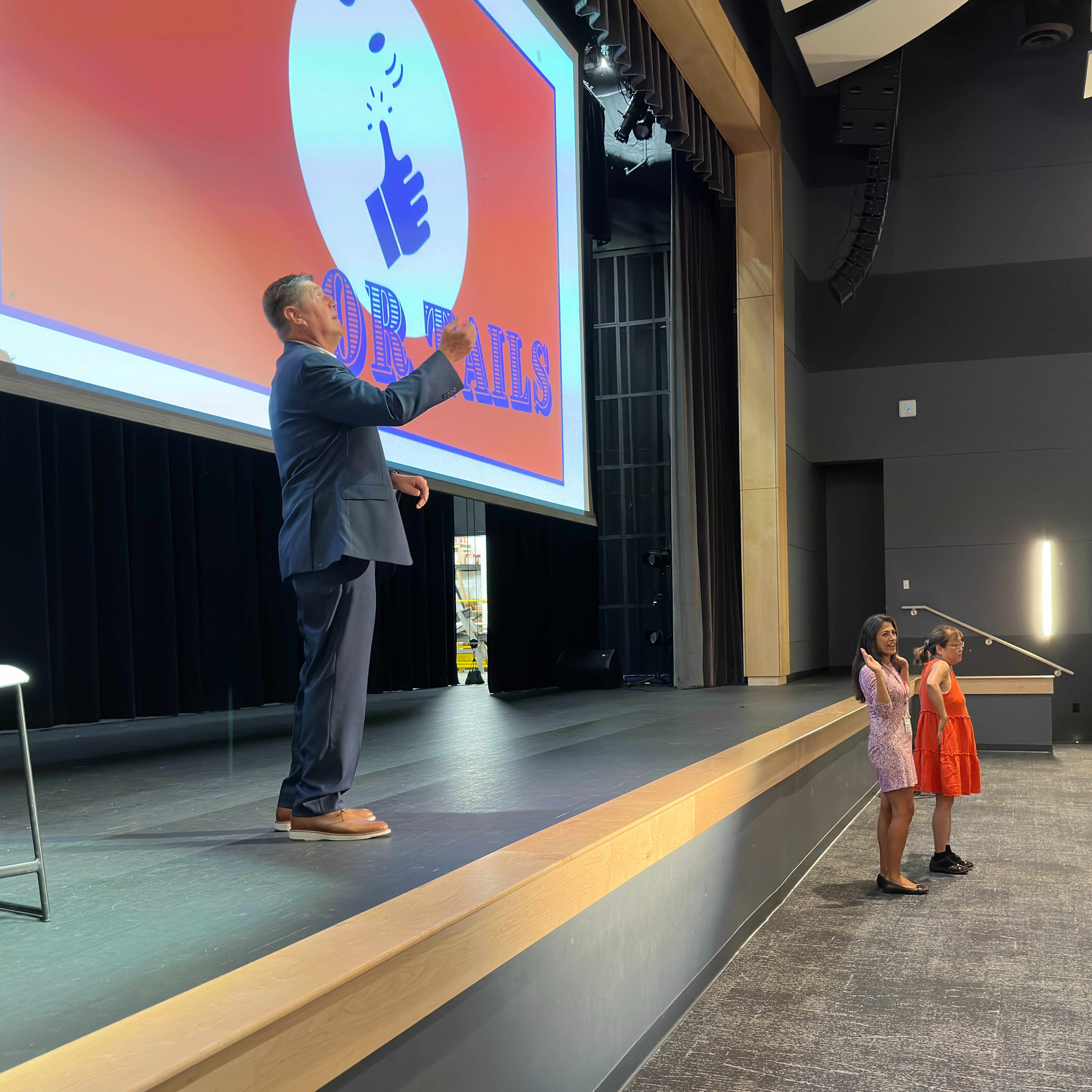 Dr. Noonan greets teacher and students at Mt. Daniel Elementary