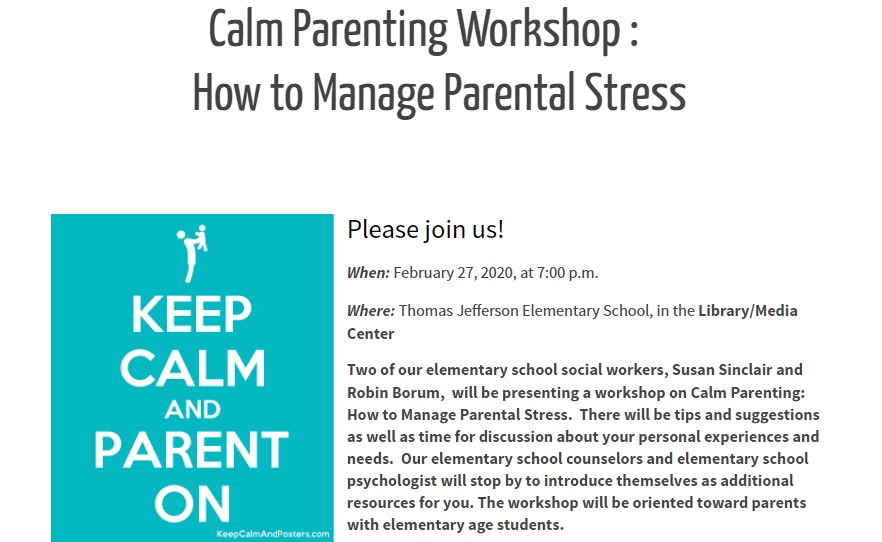 Calm Parenting Workshop: How to Manage Parental Stress