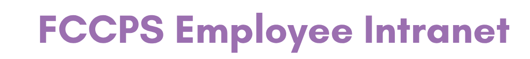 A white page displays "FCCPS Employee Intranet" in bold purple text, centered against a plain background.