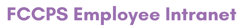 A white page displays "FCCPS Employee Intranet" in bold purple text, centered against a plain background.
