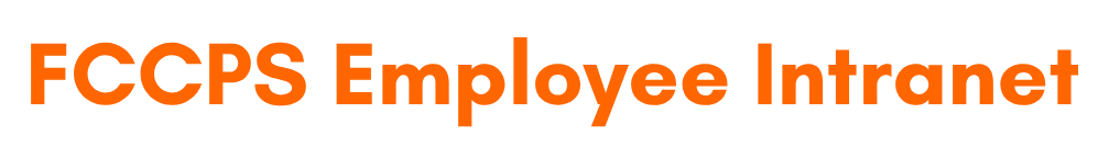 Title text "FCCPS Employee Intranet" appears in bold orange on a white background.