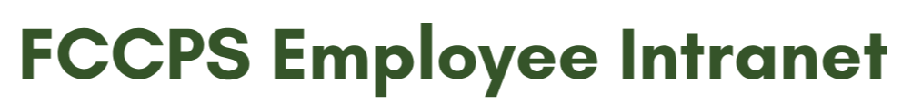 White page with dark green, centered text reading "FCCPS Employee Intranet". No other objects or background elements.
