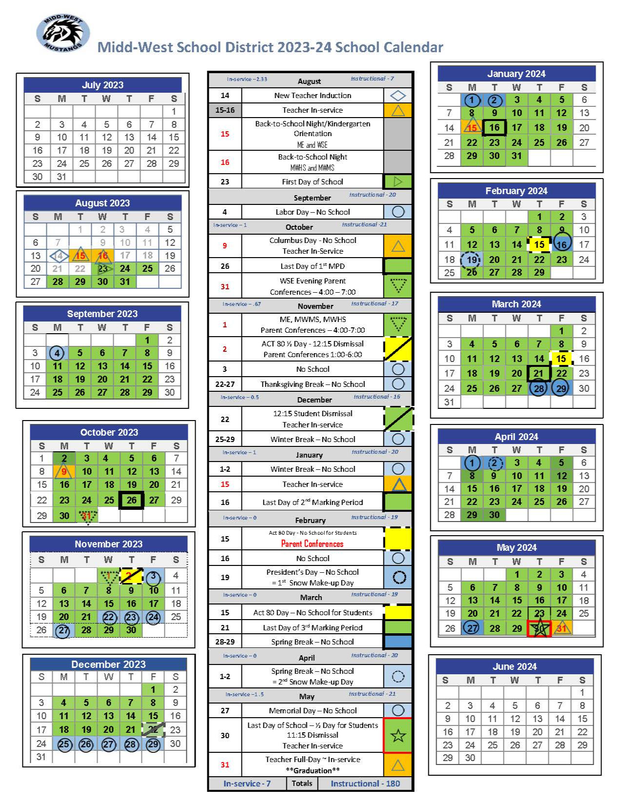 Midd-West School District Calendar 2023 and 2024 - PublicHolidays.com