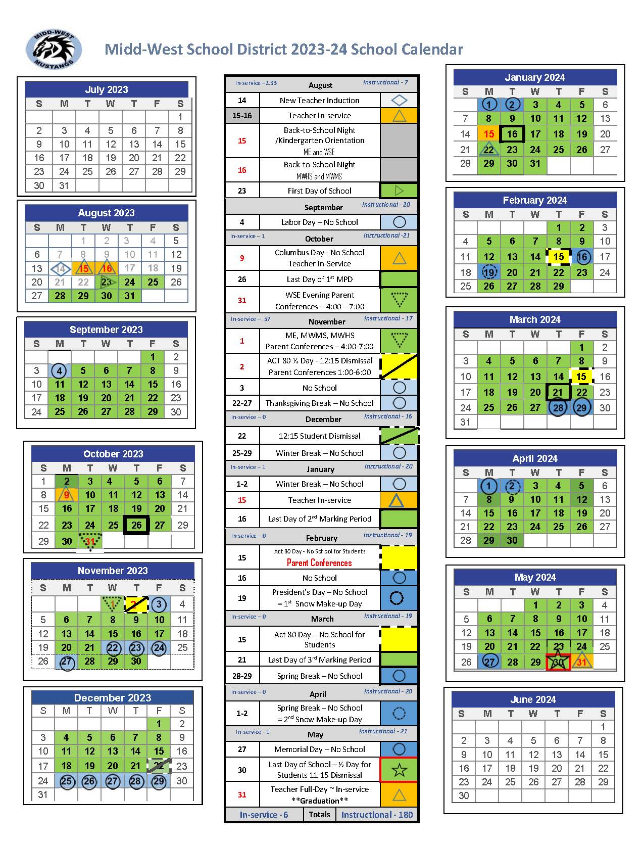 20232024 School Year Calendar MiddWest School District