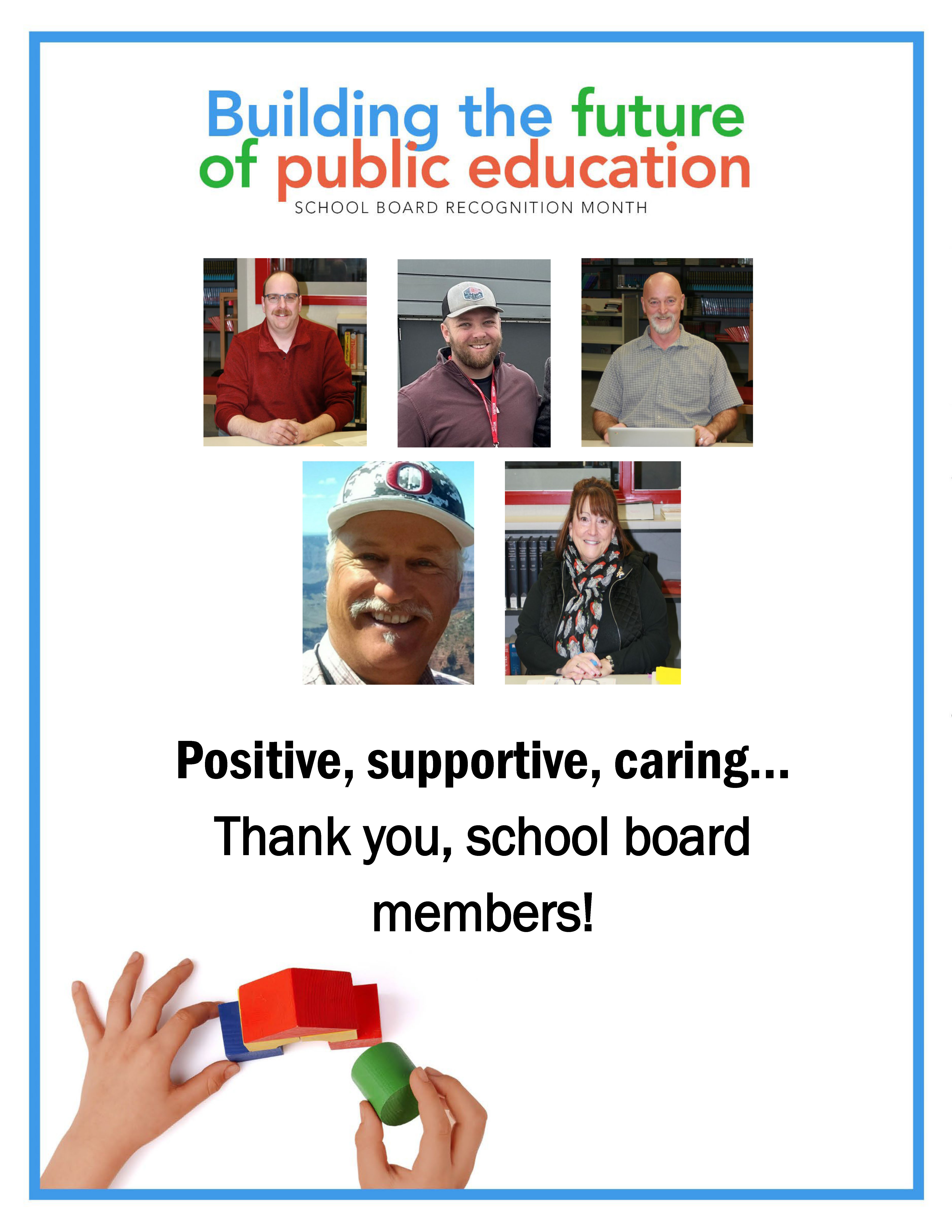 School board member pictures with a thank you message.