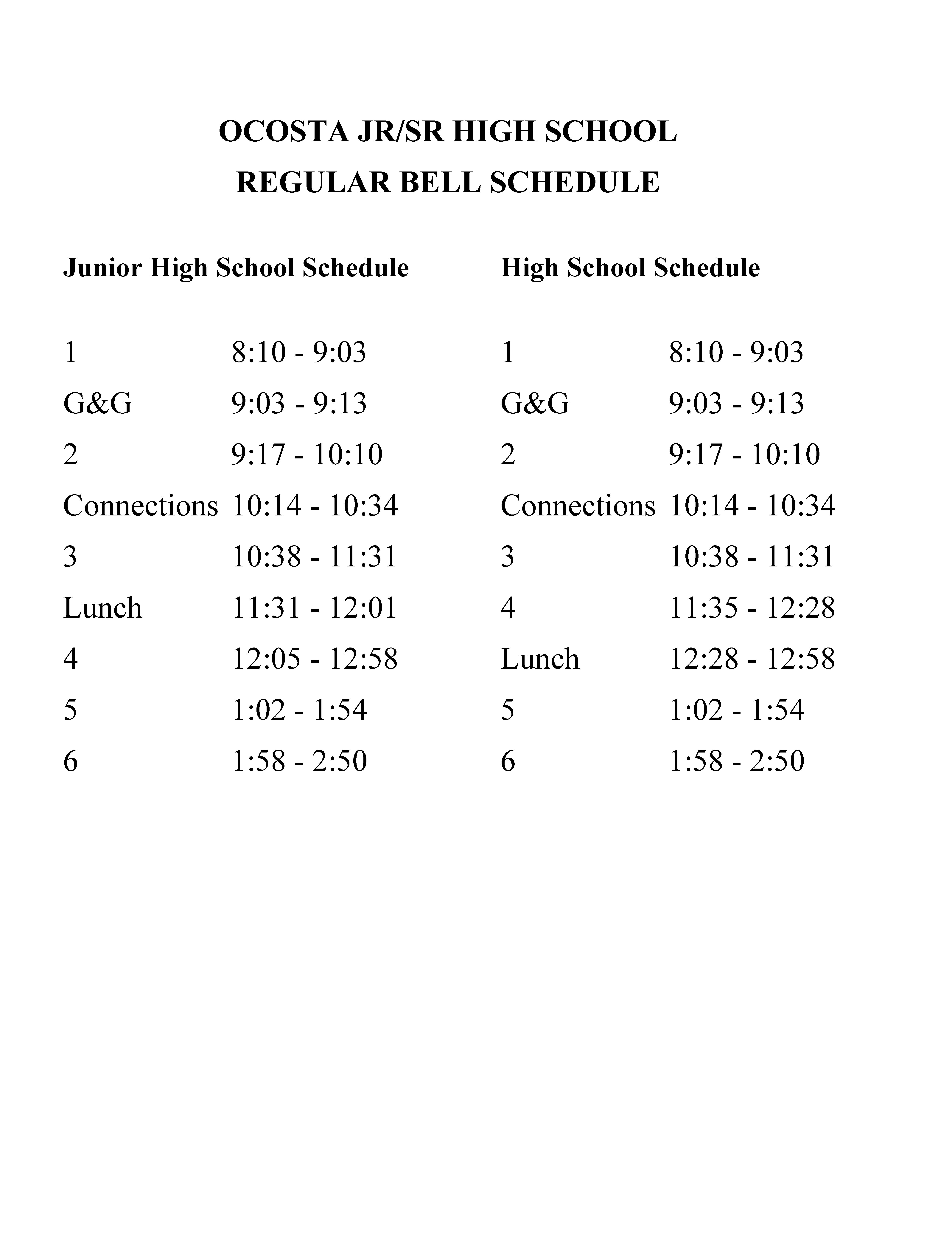 Regular Bell Schedule