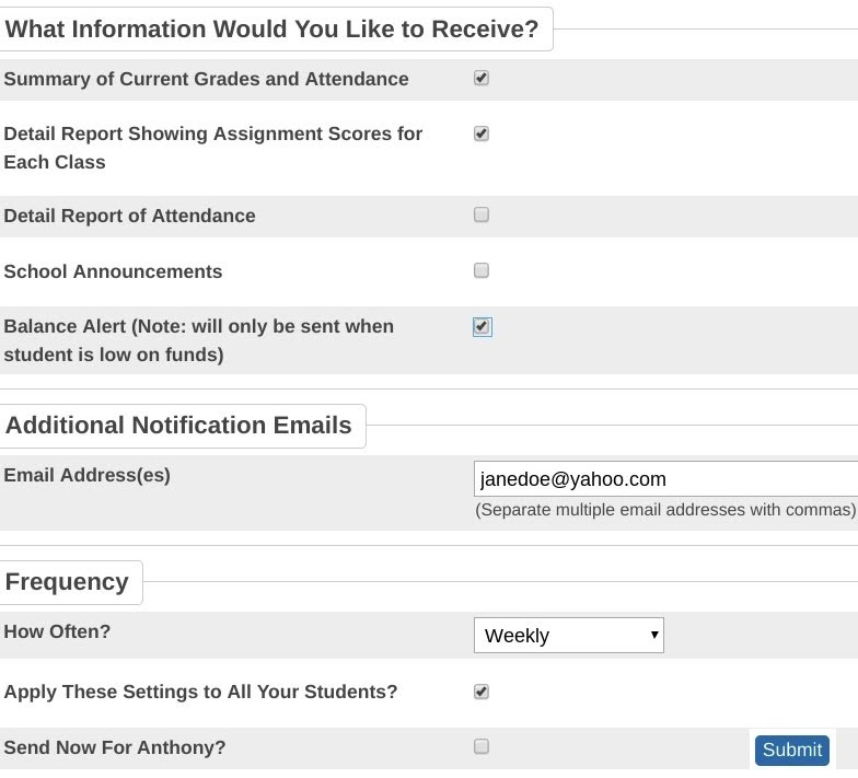 PowerSchool Email Notification Setup