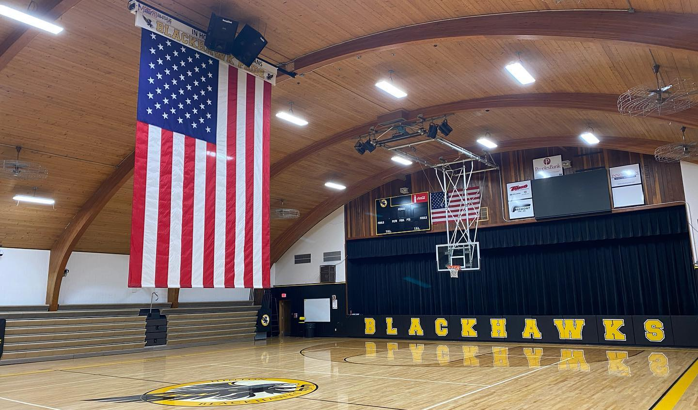 American Flag High School Gym