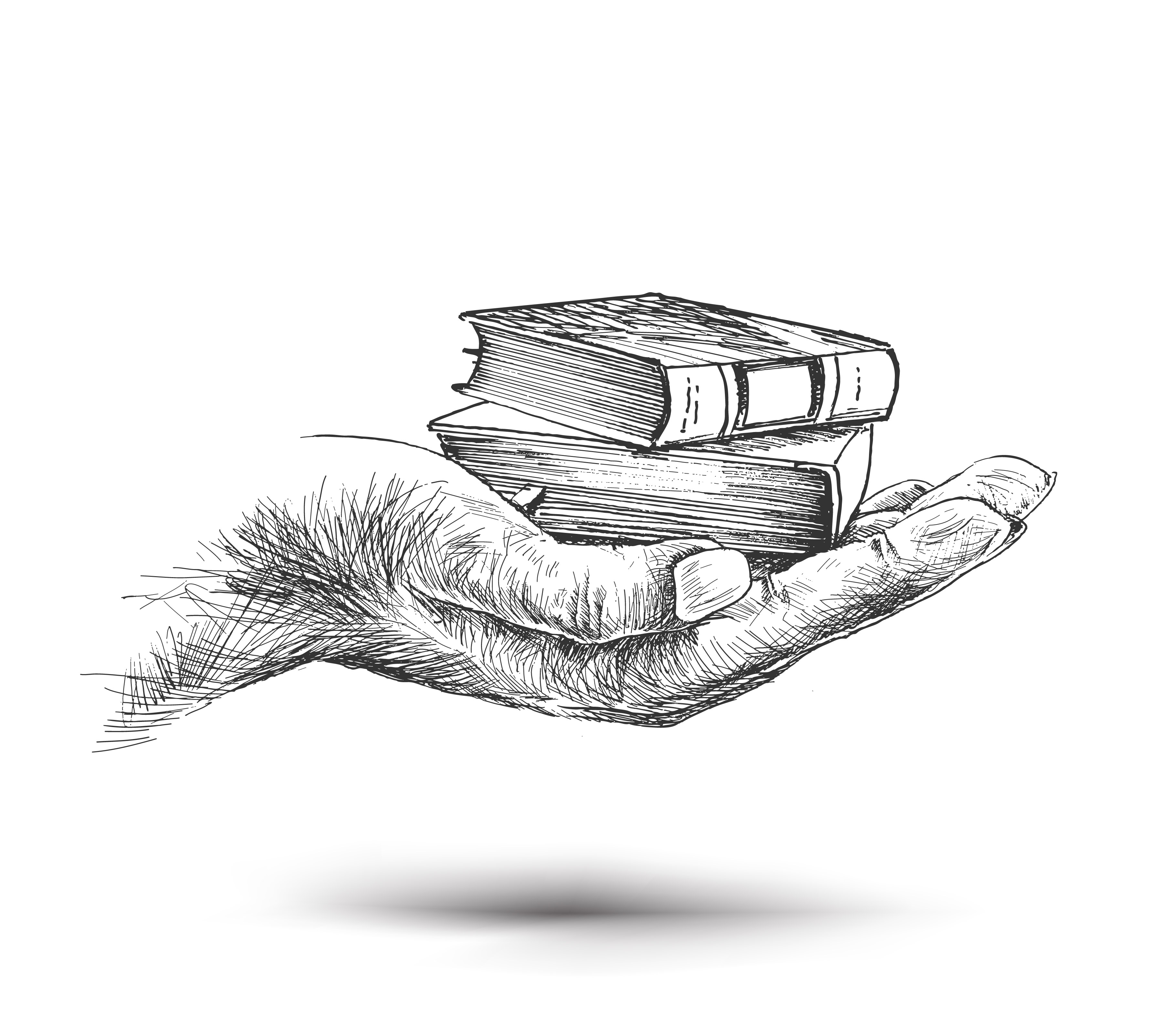 hand with books