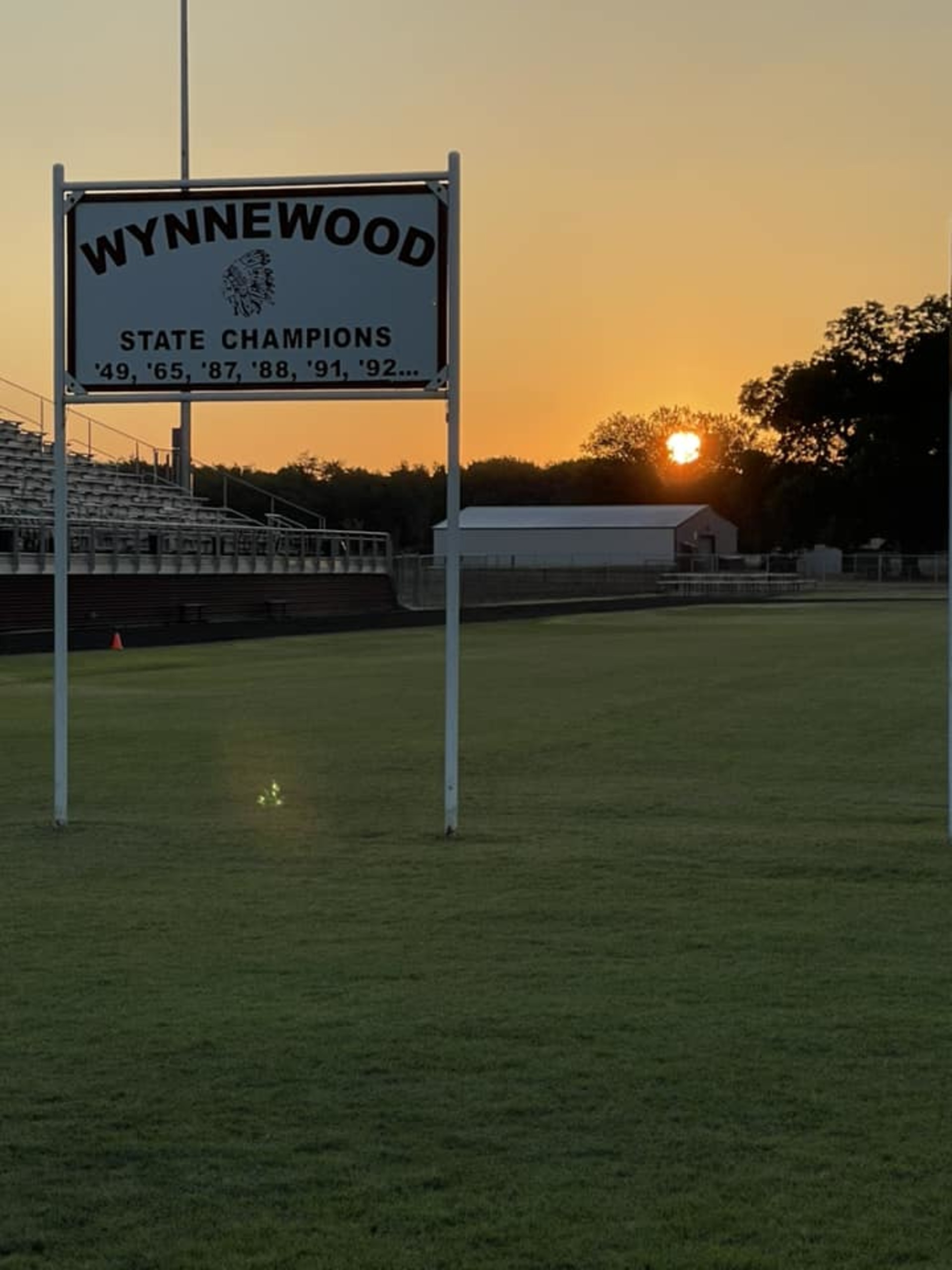 football field at dusk