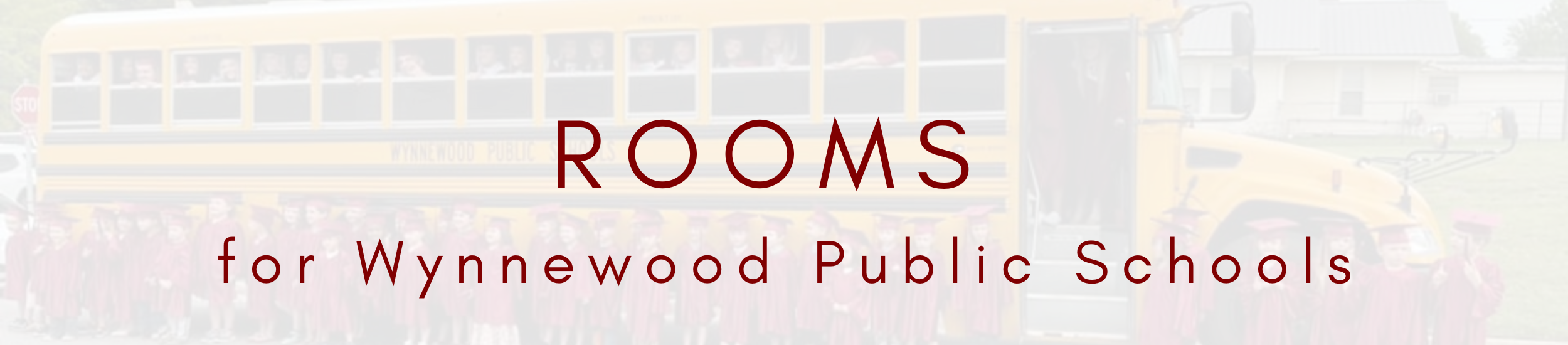 Rooms for Wynnewood Public School, image of students next to bus