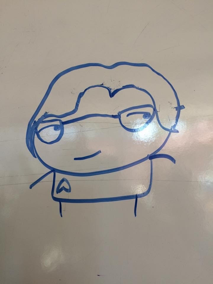 An image of me drawn from a student.  Yes, I'm a Trekkie.