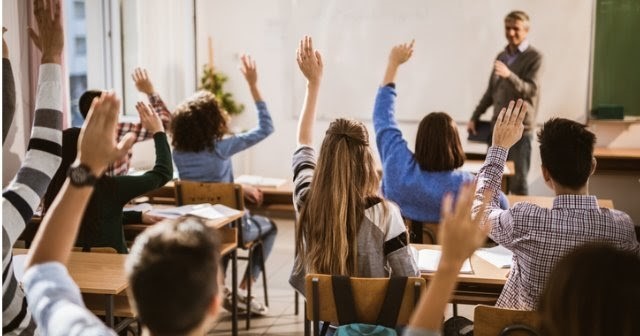 Stock photo of students in a classroom
