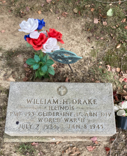 William Henry Drake’s headstone at Mound Cemetery in Charleston, IL; Photo courtesy of Gunner Barr  