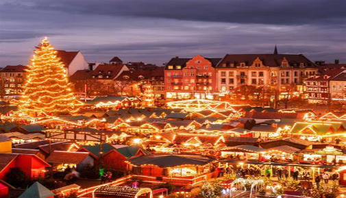 German town decorated for Christmas