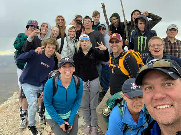 Selfie of the students and staff