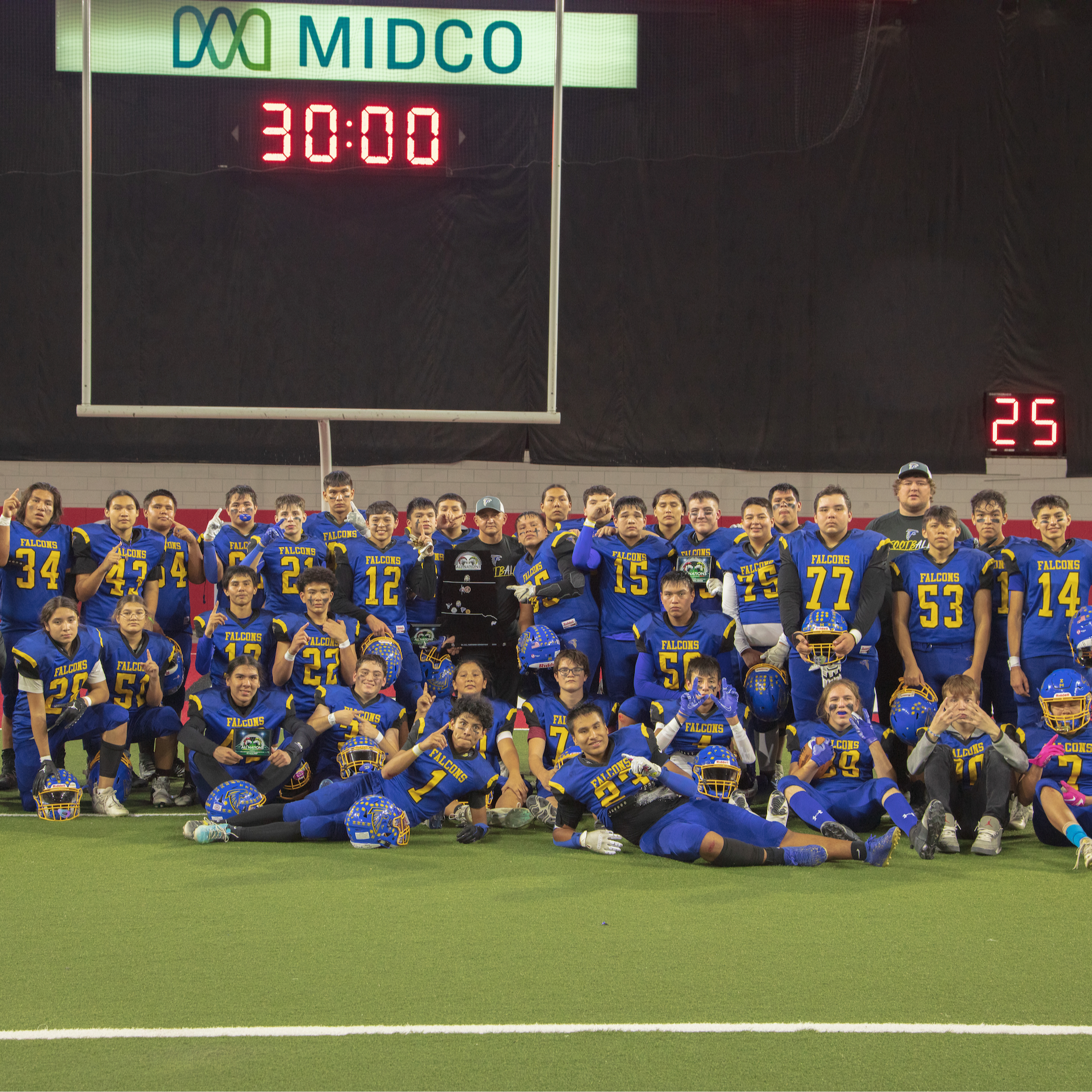 Football team at the dome.