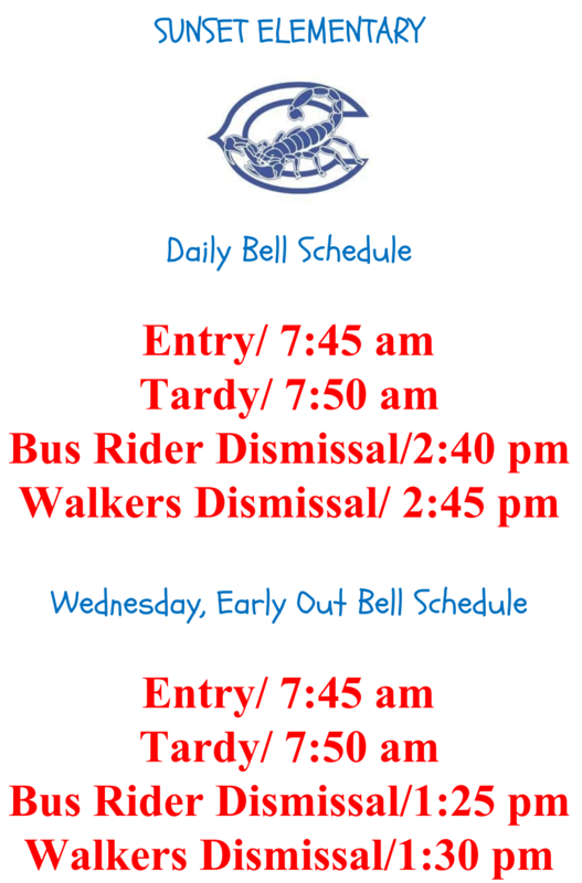 Sunset Elementary Daily Bell Schedule