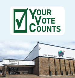 Your Vote Count Graphic with the school building exterior present behind it 