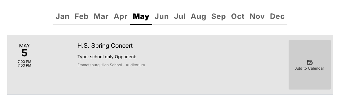 Events section from Emmetsburg calendars https://www.e-hawks.org/events?view=list-month