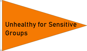 Orange Flag with word unhealthy for senstive groups