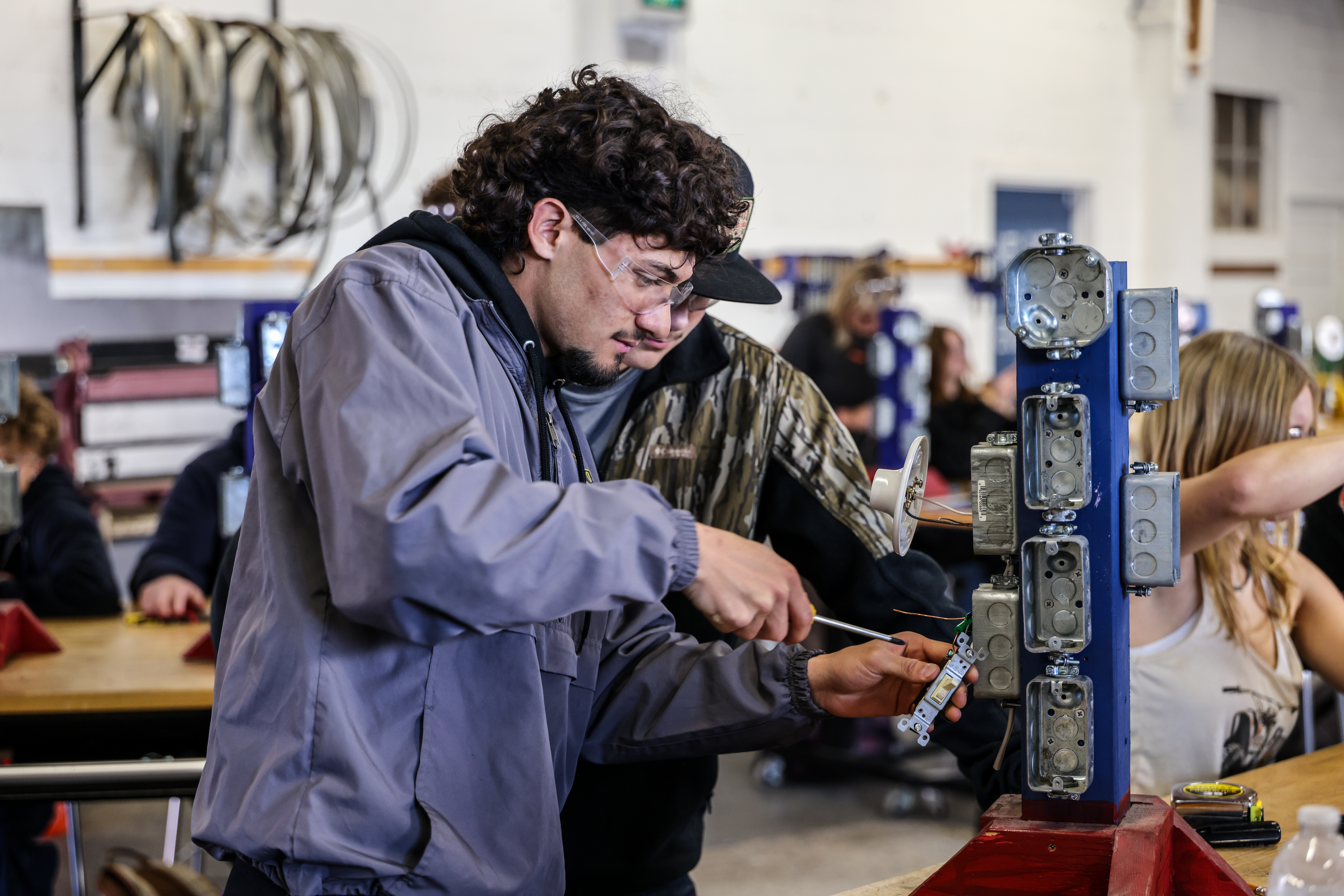 A student working on a hands-on project