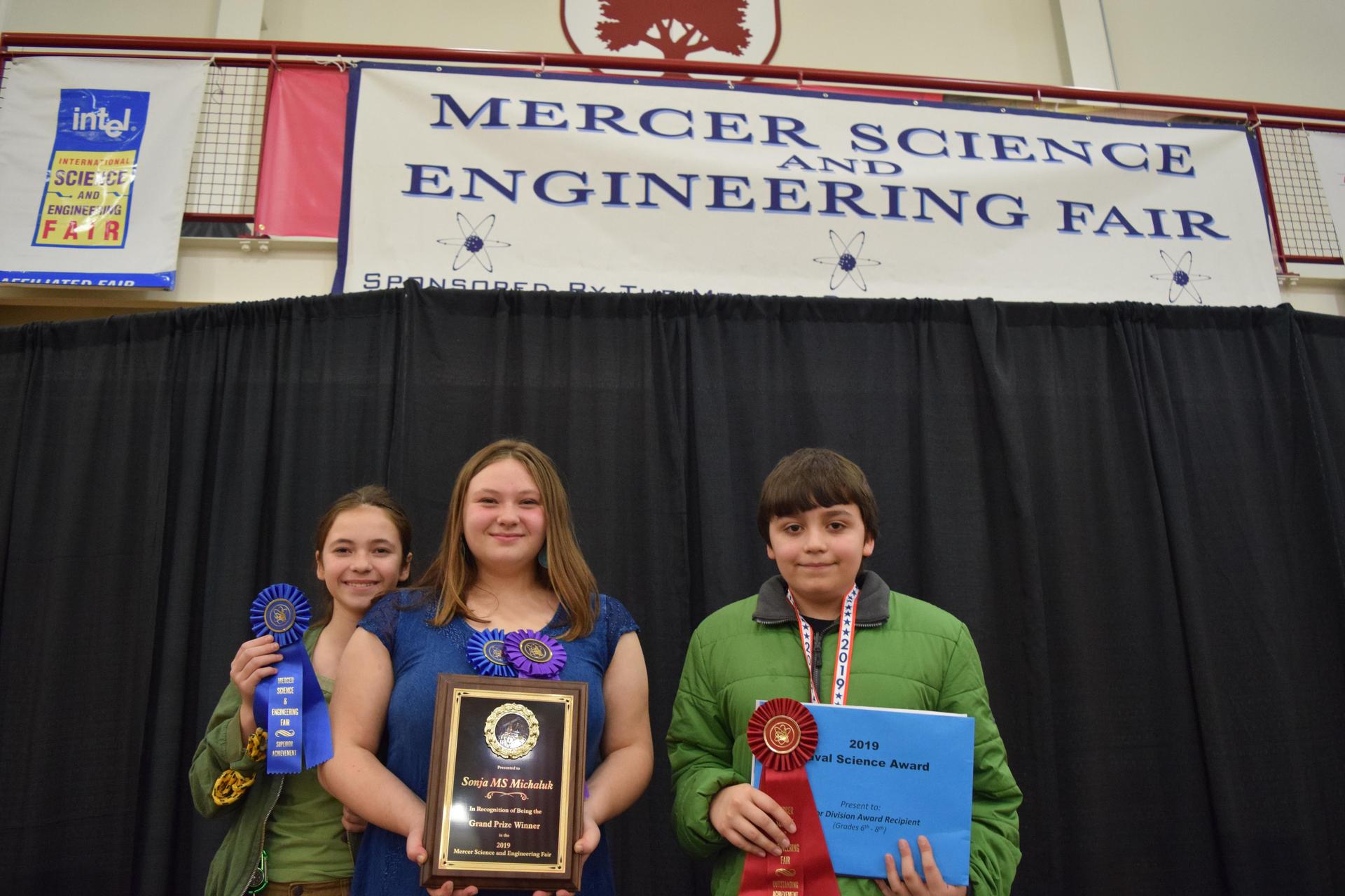 Photo of the MERCER COUNTY SCIENCE & ENGINEERING FAIR winners.