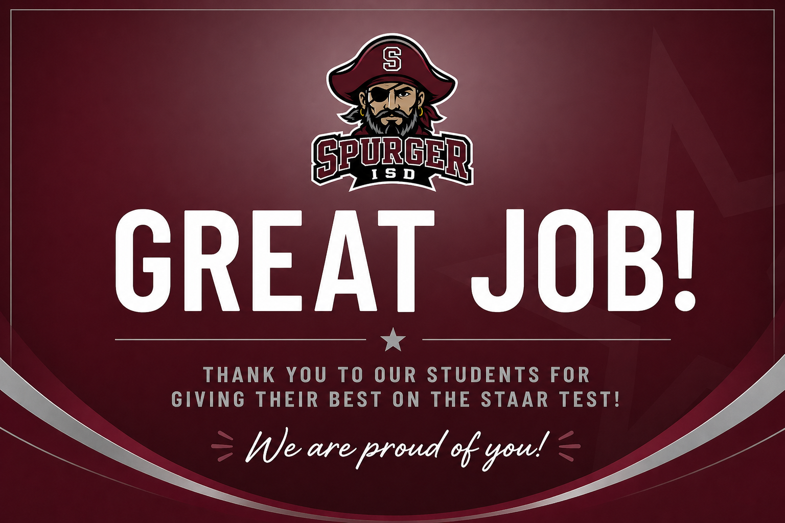 great job on the staar testing with pirate