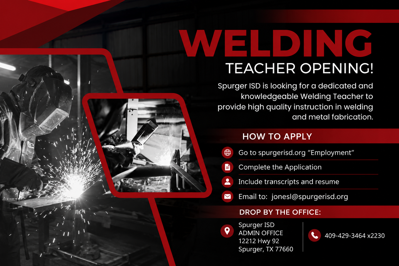 Welding teacher wanted