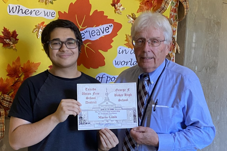 Principal Reese with George F. Baker High School Senior Mario Ginis