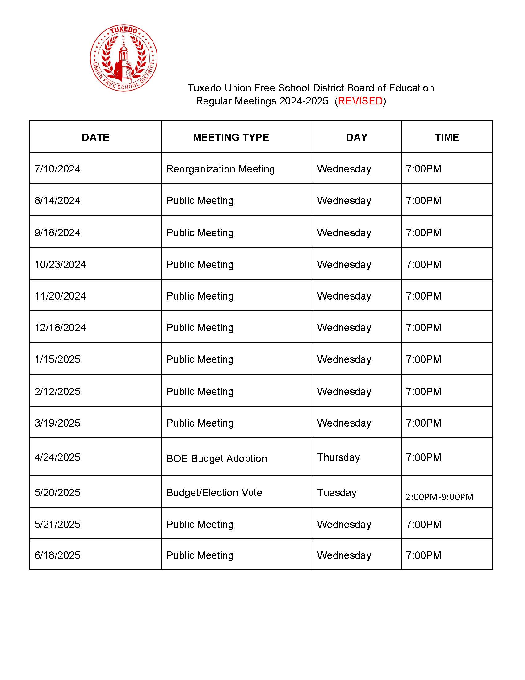 BOE calendar