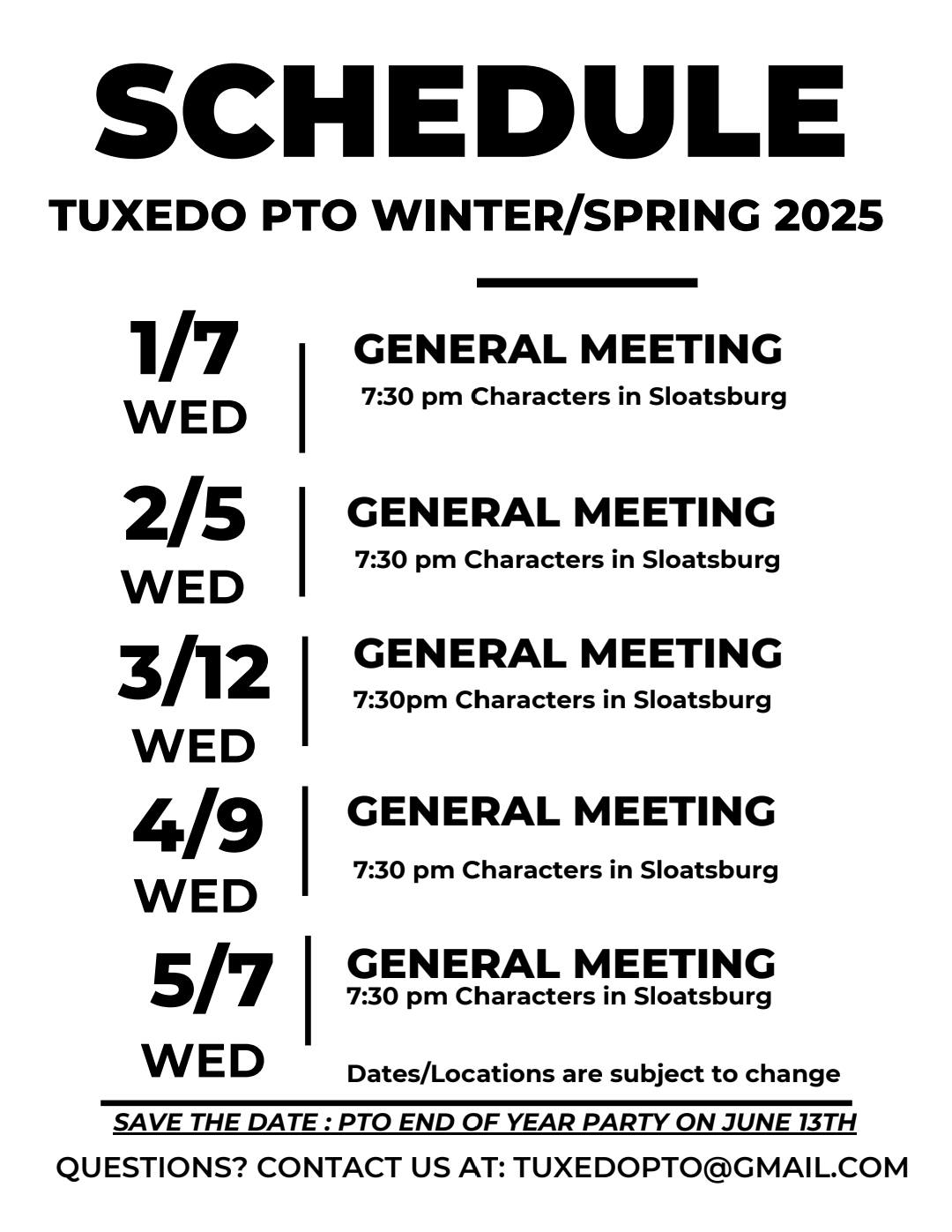 PTO  mtgs 2025