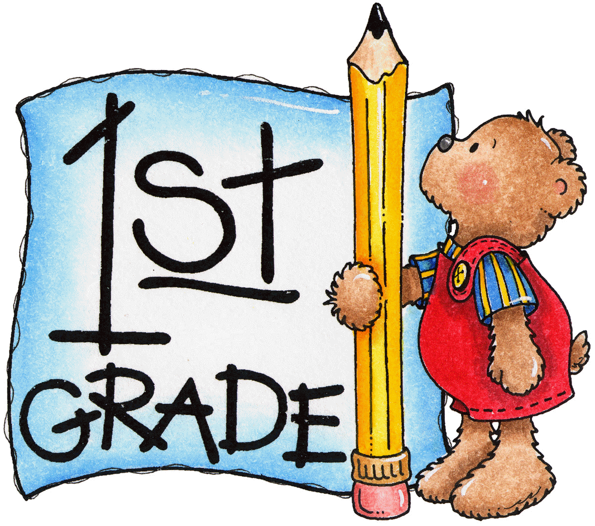 1ST GRADE - AN IMAGE OF A BEAR WITH A PENCIL