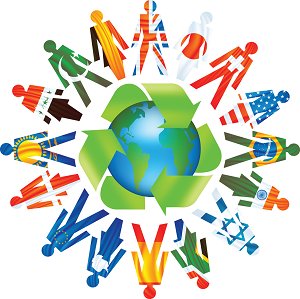 An image representing the recycling and unity of the countries.