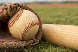 A photo of a glove, a bat and a baseball.