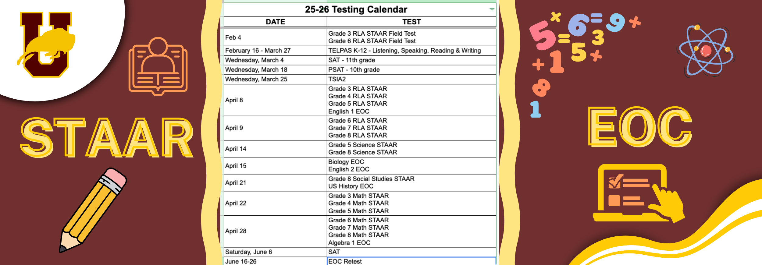 STAAR & EOC testing starts February 4