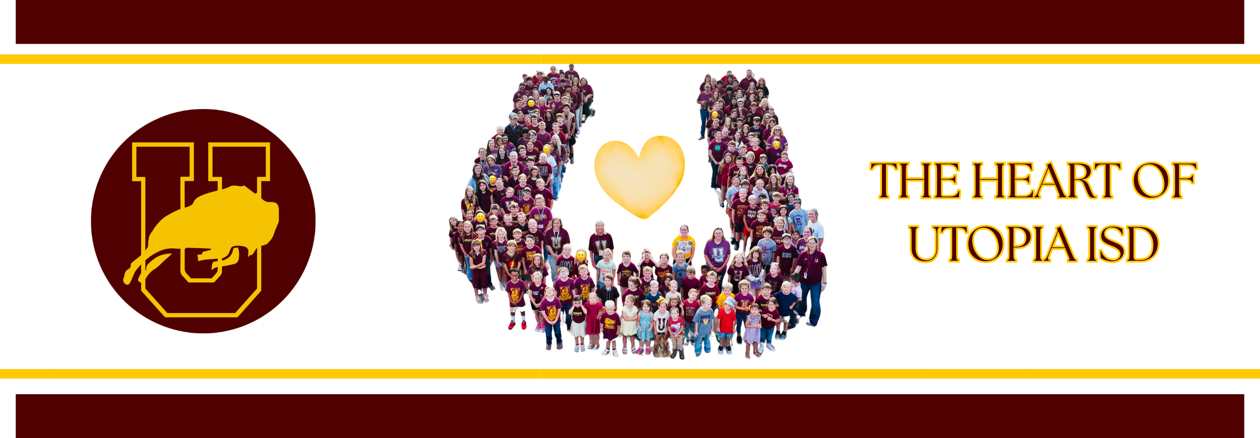 The heart of Utopia ISD - student body photographed in a U formation