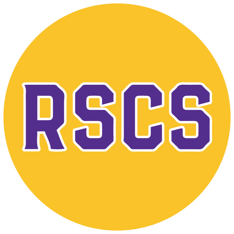 Richfield Springs Central School District logo displaying RSCS in purple inside of a yellow circle
