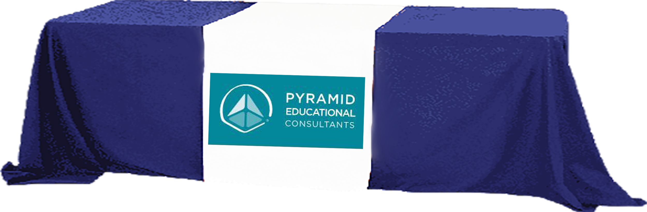 Pyramid logo on a table cover over a table image