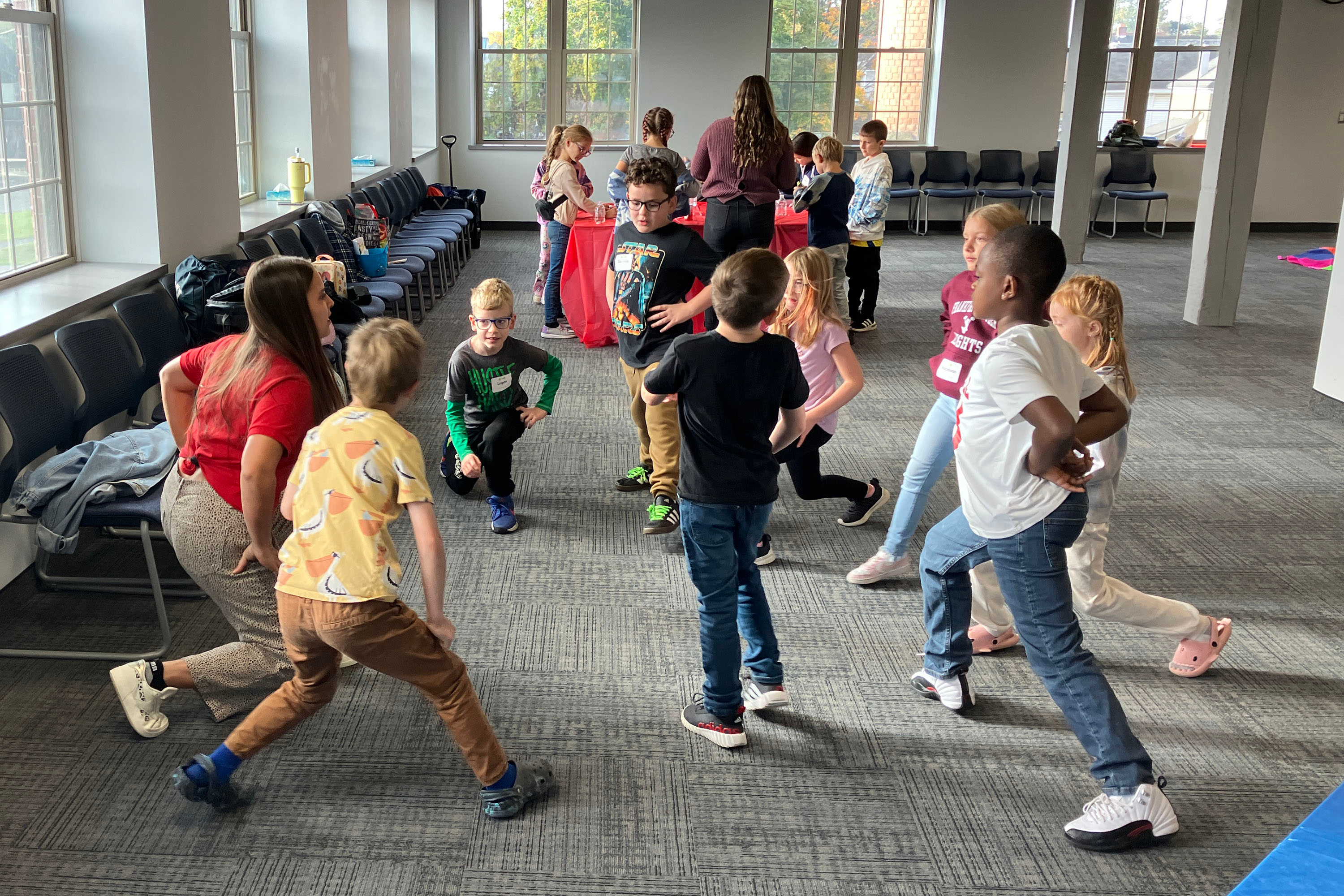 Honors Program students participating in an excercising activity 