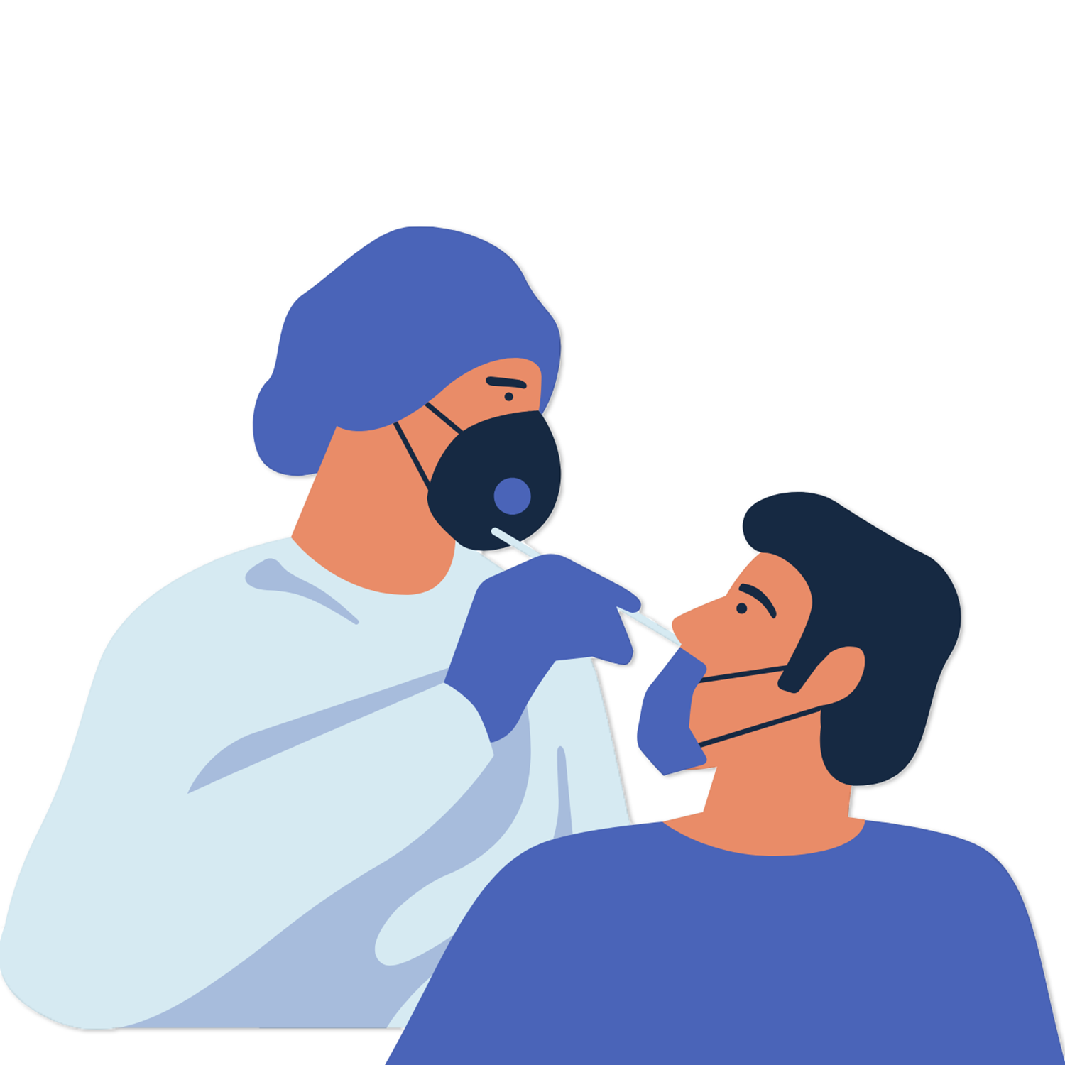 Illustration of a doctor giving a patient a COVID test
