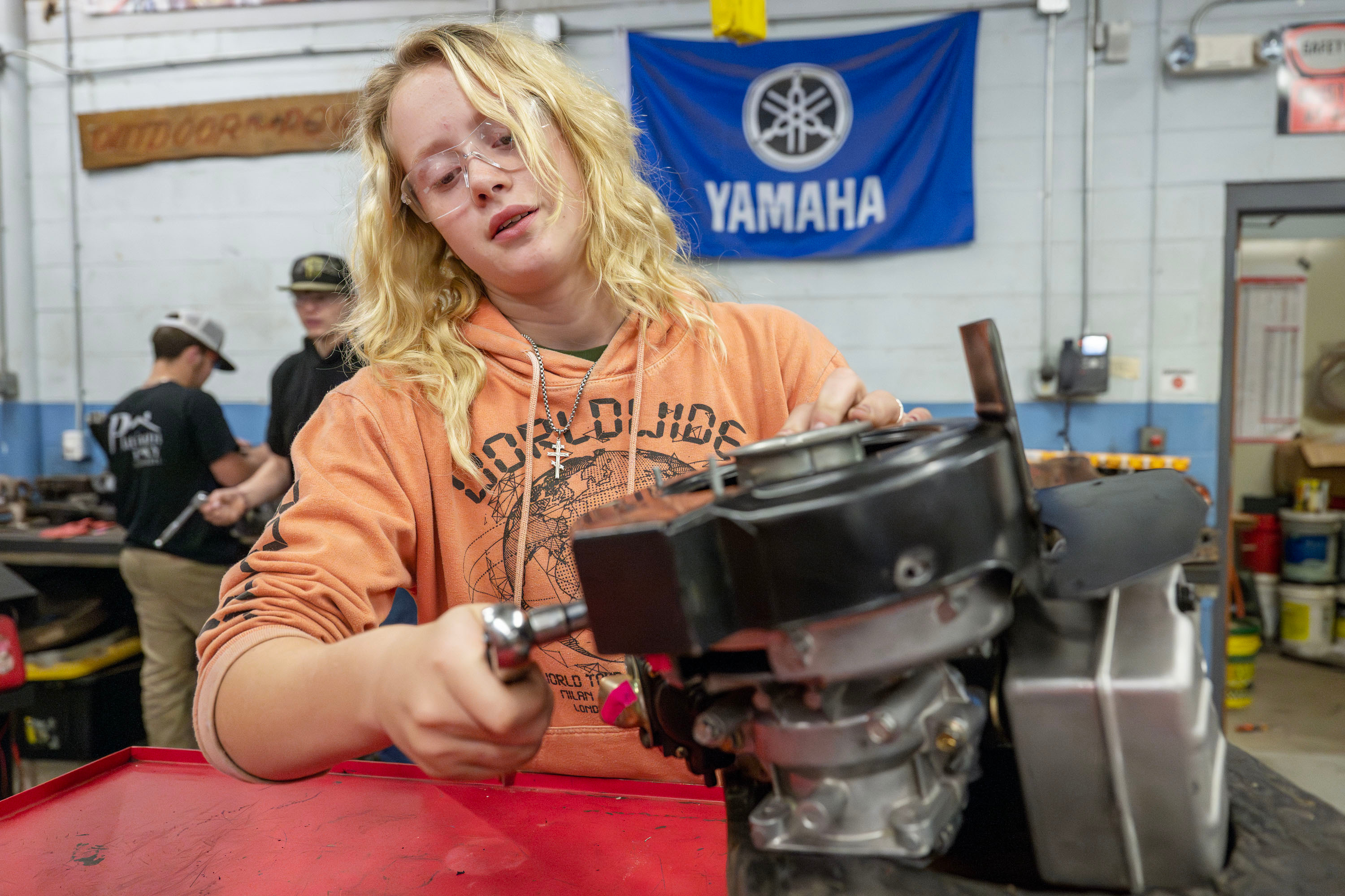 Power Sports student working in class