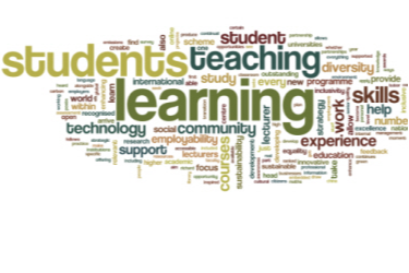 word collage of learning, students, and other various education related terms