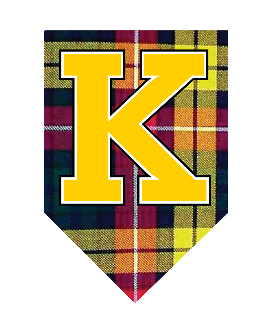 Kelso Logo with plaid background